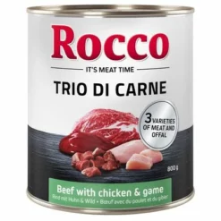 Rocco Classic Trio Di Carne - 24 X 800 G -ZOOPLUS Verkäufe 122214 pla rocco triodicarne beefchickengame 800g hs 01 0