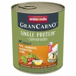 Animonda GranCarno Adult Superfoods 6 X 800 G -ZOOPLUS Verkäufe 130717 pla grancarno pute mangold hagebutten leinoel 800g hs 01 6
