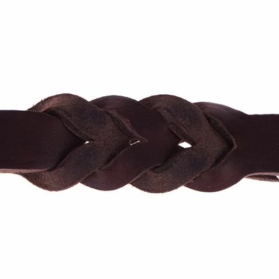 Heim Lederleine Mit Eingeflochtenem Karabiner, Braun – Bild 3