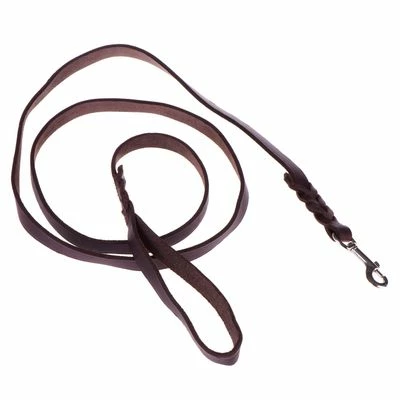 Heim Lederleine Mit Eingeflochtenem Karabiner, Braun – Bild 7