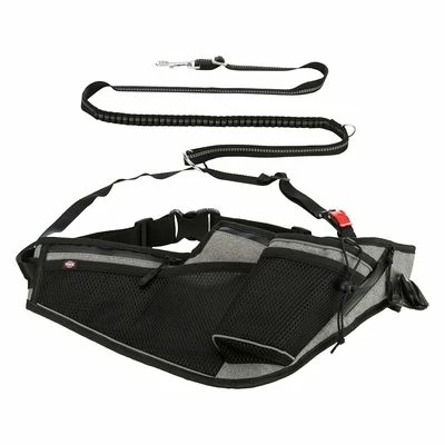 Trixie Jogginggurt Mit Leine - Grau/schwarz 4 Trixie Jogginggurt Mit Leine - Grau/schwarz – Bild 2