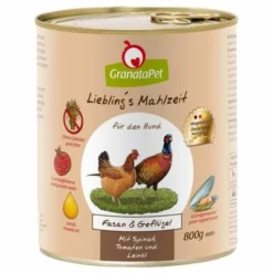 Sparpaket GranataPet Liebling's Mahlzeit 24 X 800 G 31 Sparpaket GranataPet Liebling's Mahlzeit 24 X 800 G -ZOOPLUS Verkäufe 64606 pla granatapet liebling smahlzeit hund fasangefluegel 800g 2