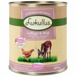 Sparpaket Lukullus Naturkost 24 X 800 G -ZOOPLUS Verkäufe 78090 pla lukullus junior geflugel wild 1000x1000 800g 7 2