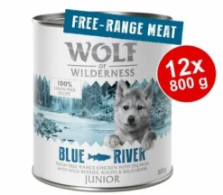 Sparpaket 12 X 800 G Wolf Of Wilderness JUNIOR - "Freiland-Fleisch" Duo-Protein