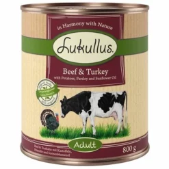 10 € Rabatt Sichern! Sparpaket Lukullus Naturkost 24 X 800gneu -ZOOPLUS Verkäufe lk 800g apf adult gf beef turkey 1000x1000 9