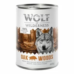 Wolf Of Wilderness Adult 6 X 400 G - Single Protein -ZOOPLUS Verkäufe wow classic oakwoods boar front 400g 1000x1000 7 1